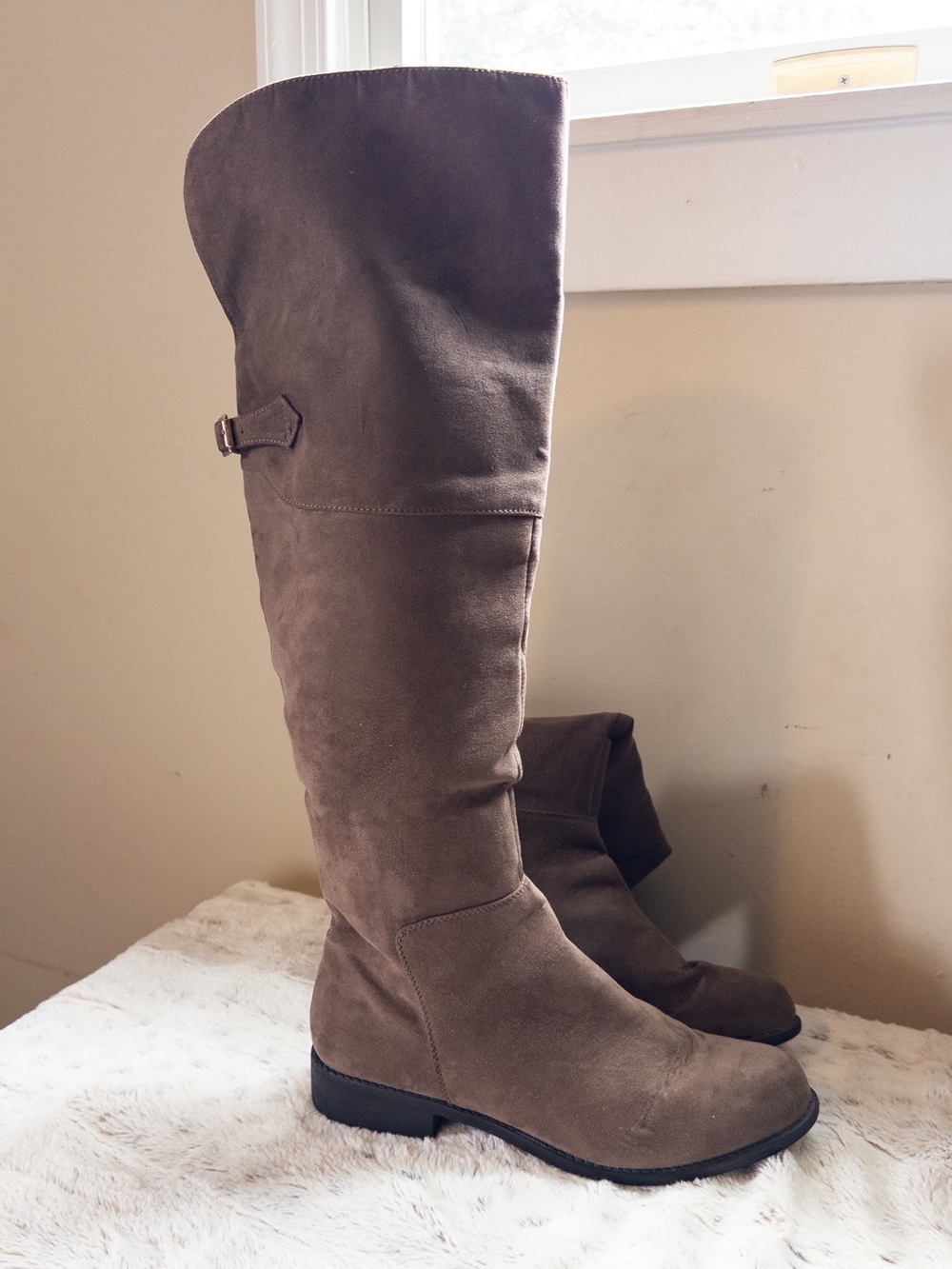 Candie's Taupe Suede Over-the-Knee Riding Boots